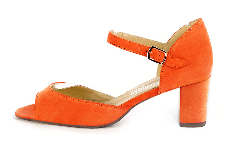French elegance and refinement for these clementine orange closed back dress sandals, with an instep strap, 
                available in many subtle leather and colour combinations. Practical and elegant, this pretty sandal will be perfect for any occasion.
To be adapted to your needs and desires.  
                Matching clutches for parties, ceremonies and weddings.   
                You can customize these sandals to perfectly match your tastes or needs, and have a unique model.  
                Choice of leathers, colours, knots and heels. 
                Wide range of materials and shades carefully chosen.  
                Rich collection of flat, low, mid and high heels.  
                Small and large shoe sizes - Florence KOOIJMAN